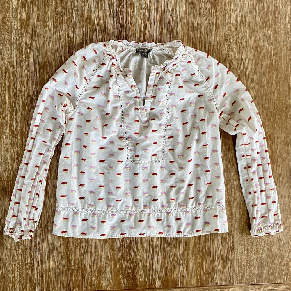 J. Crew Point Sur Embroidered Metallic Arrow Top